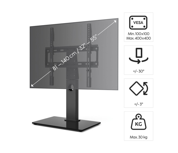 Hama Stojak do TV 55" MAX 30KG obrotowy regulowana wysokość - 1516980 - zdjęcie 3